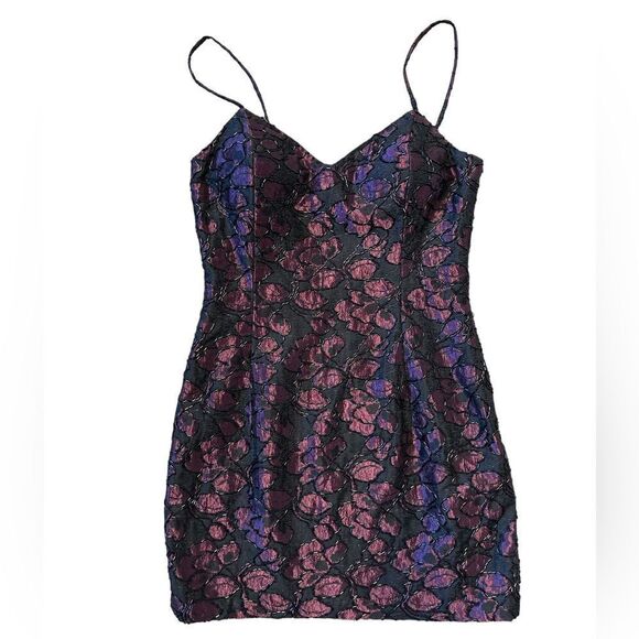 Vintage 90’s Bill Blass Evening Beaded & Lace Cocktail Mini Dress Size 6 - Picture 1 of 16